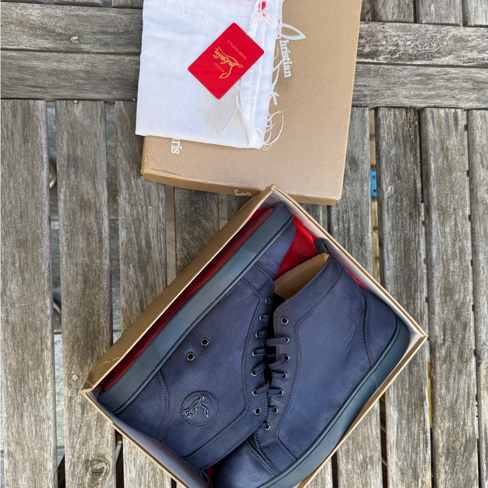Christian Louboutin Navy High-Top Sneakers - Picture 11 of 12